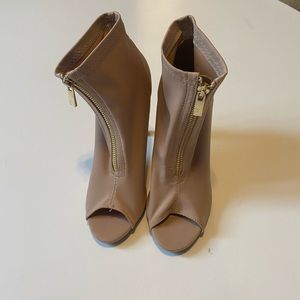 Charlotte Russe nude zip-up heels